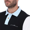 Men's Patchwork Short Sleeve Polo Shirt Blue & White