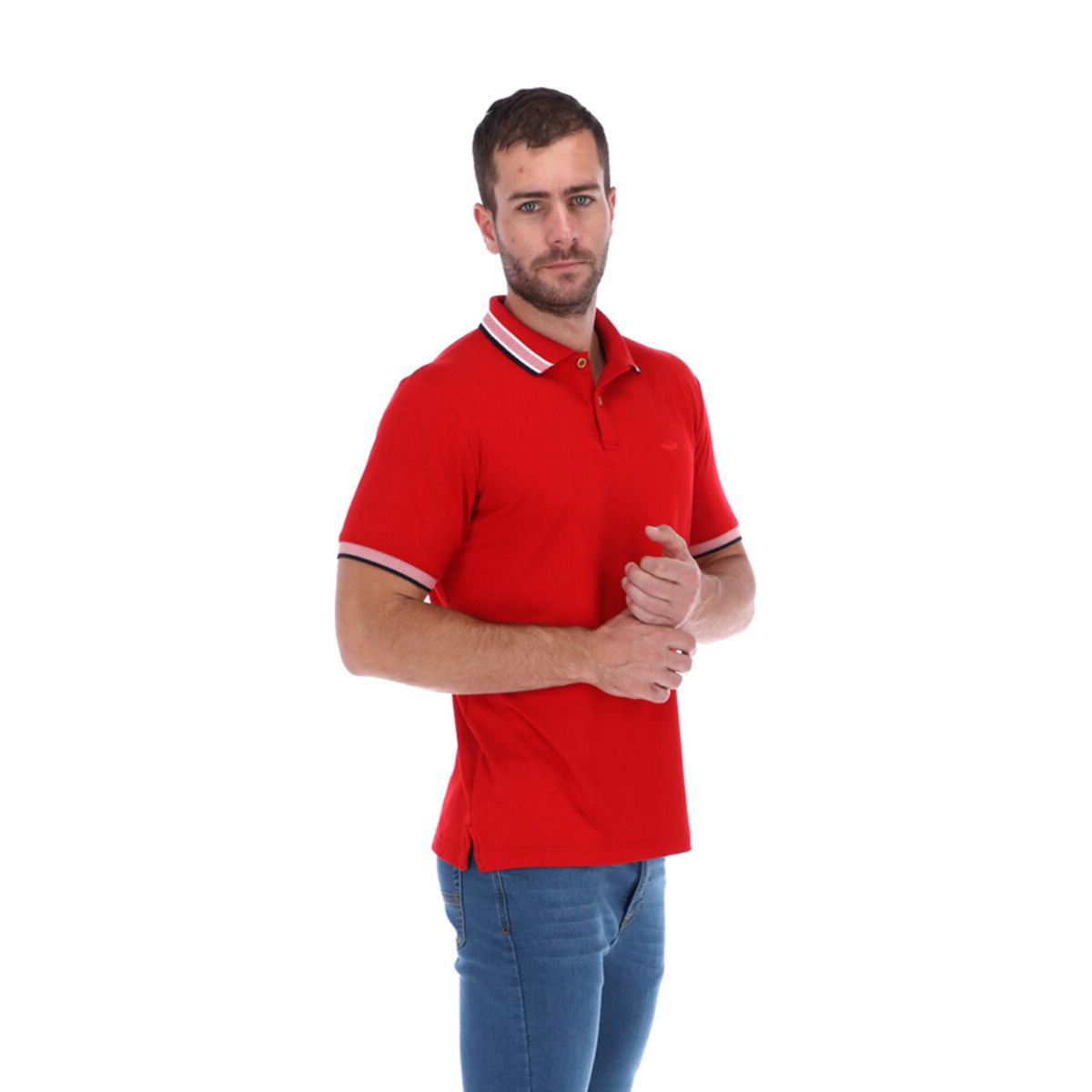 Men's Solid Short Sleeve Polo Polo Shirt Red & Black