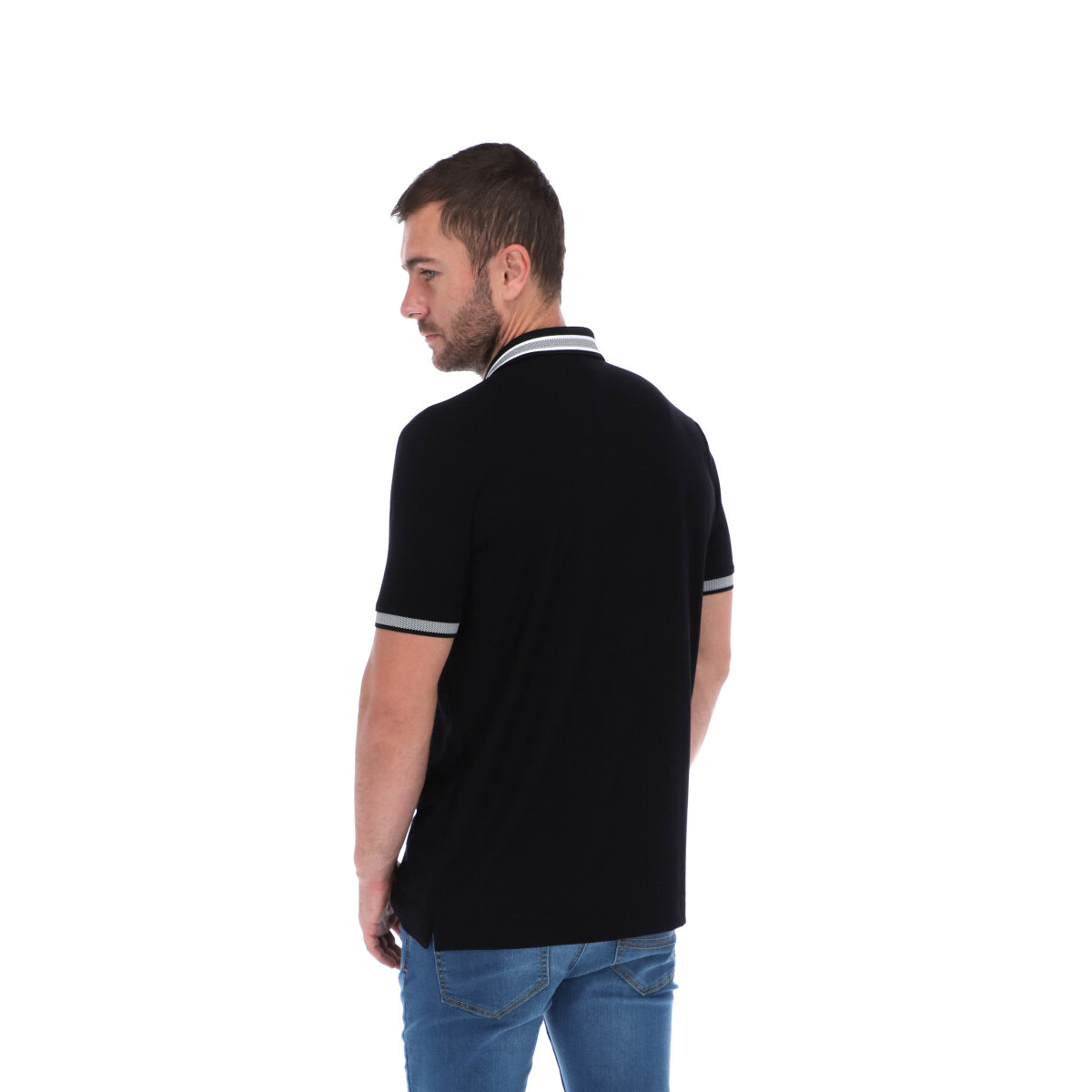 Men's Solid Short Sleeve Polo Polo Shirt Black & White