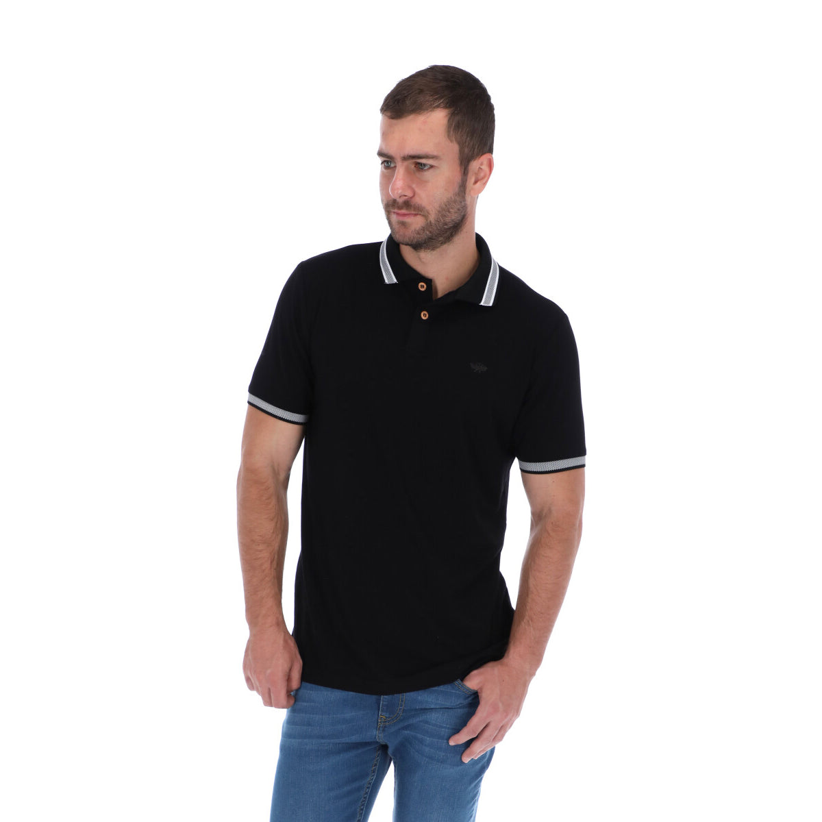 Men's Solid Short Sleeve Polo Polo Shirt Black & White