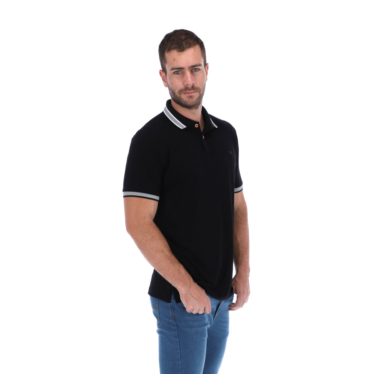 Men's Solid Short Sleeve Polo Polo Shirt Black & White