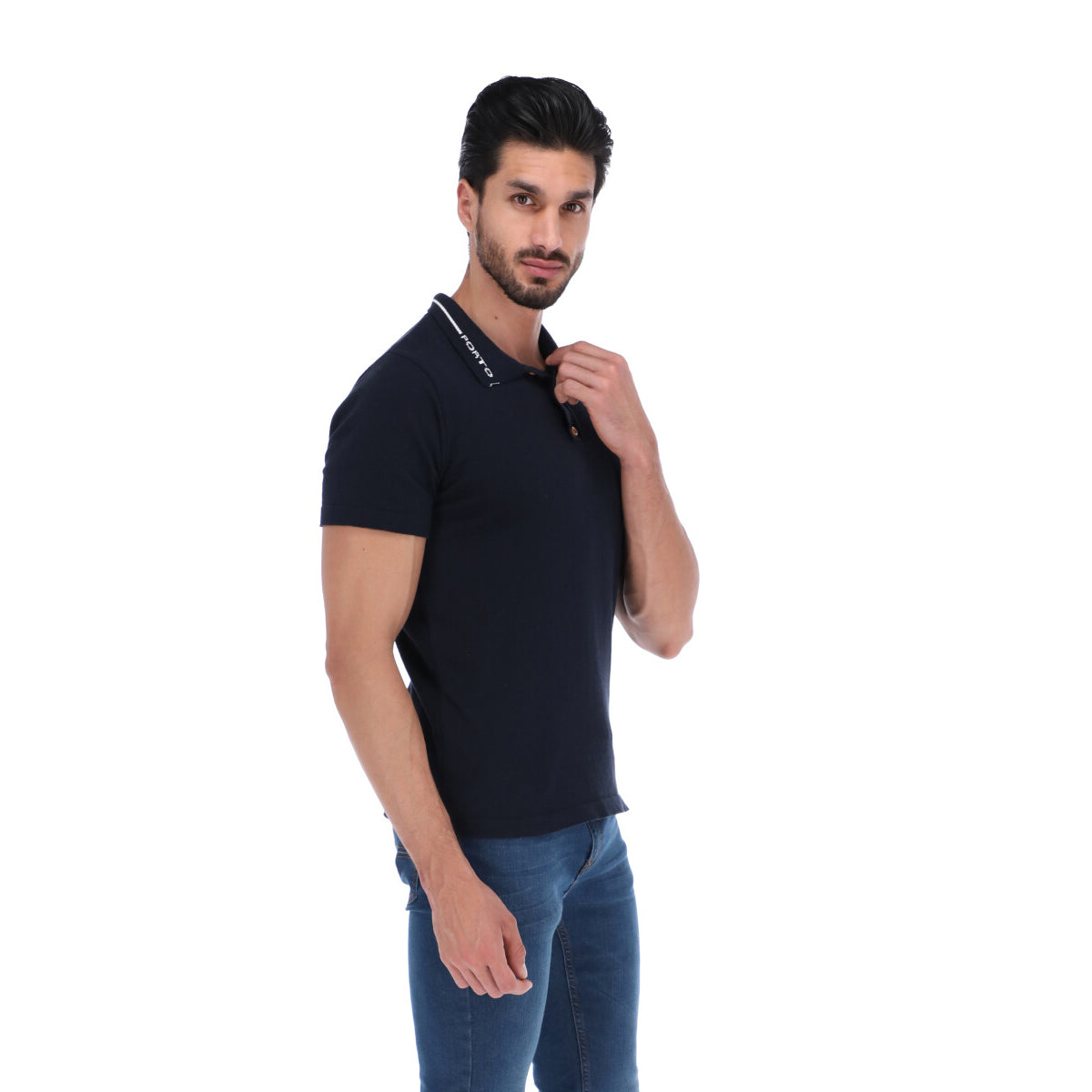 Men's Solid Short Sleeve Polo Polo Shirt Blue & White