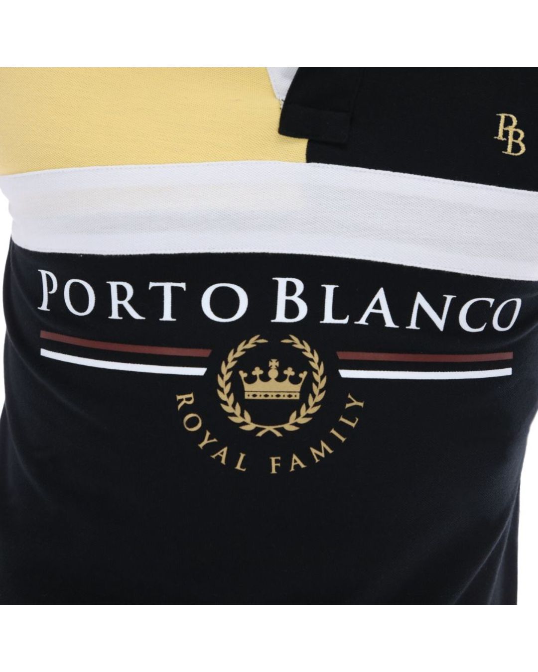 Men's Patchwork Short Sleeve Polo Shirt Black White & Yellow