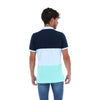 Men's Patchwork Short Sleeve Polo Shirt Blue White & Turquoise