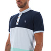 Men's Patchwork Short Sleeve Polo Shirt Blue White & Turquoise