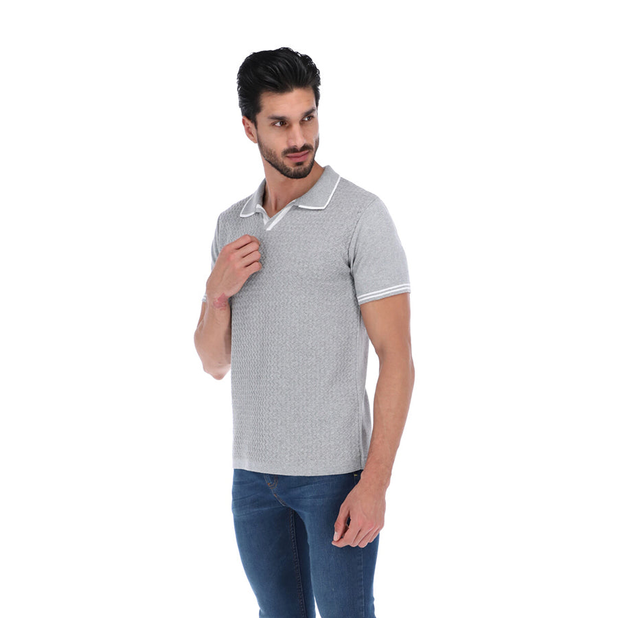 Men's Solid Short Sleeve Polo Polo Shirt Grey & White