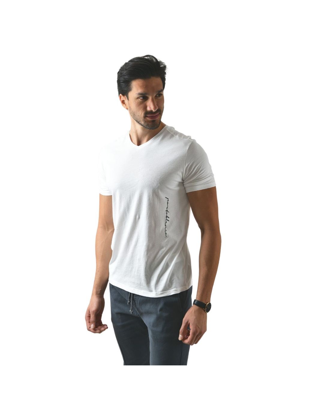 Men's Solid Short Sleeve V-Neck T-Shirt White