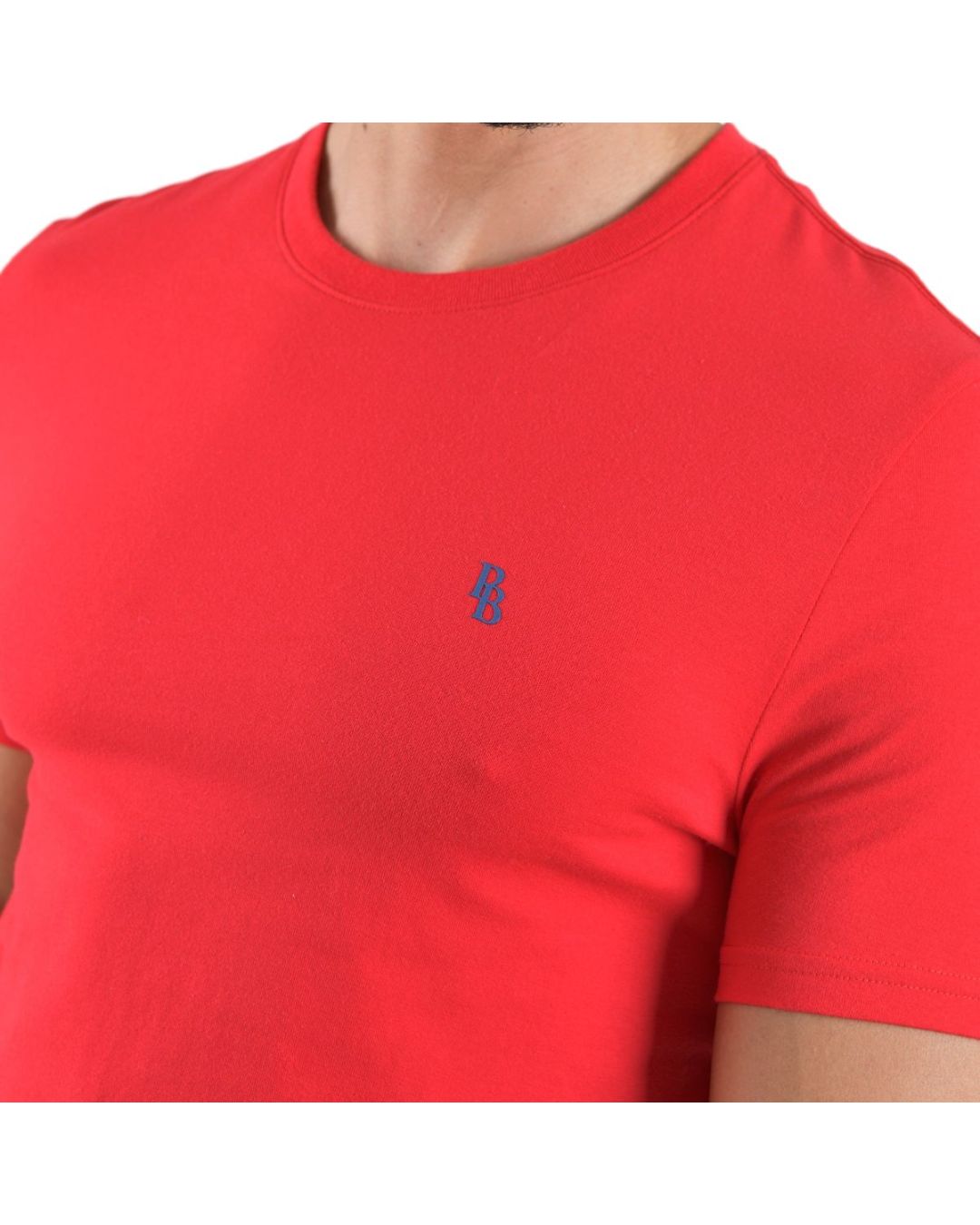 Men's Solid Short Sleeve Crew Neck T-Shirt Red