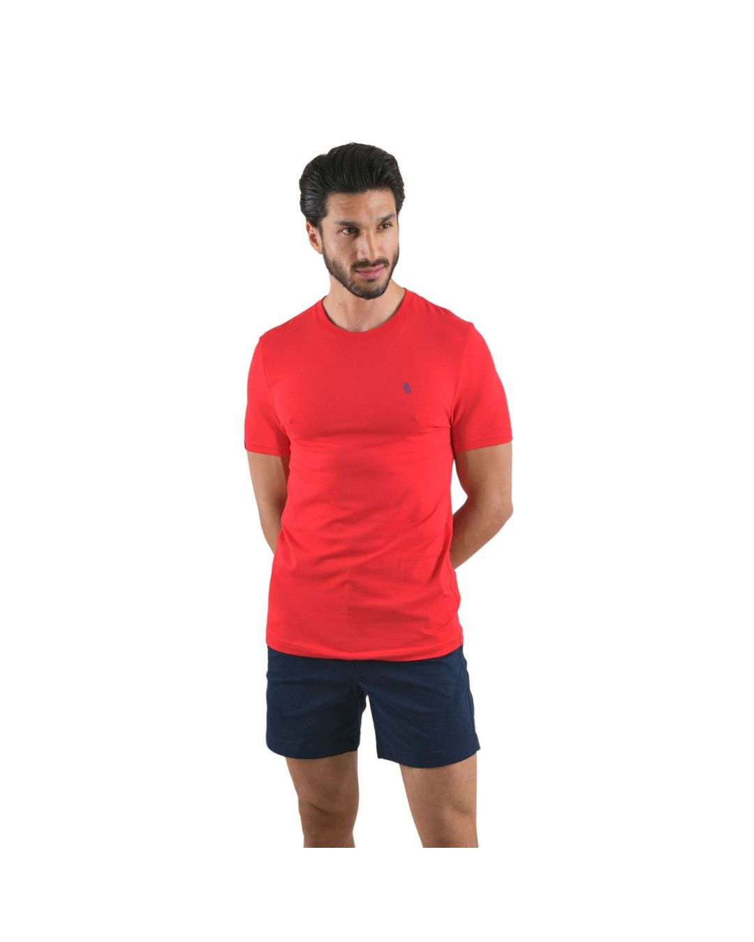 Men's Solid Short Sleeve Crew Neck T-Shirt Red