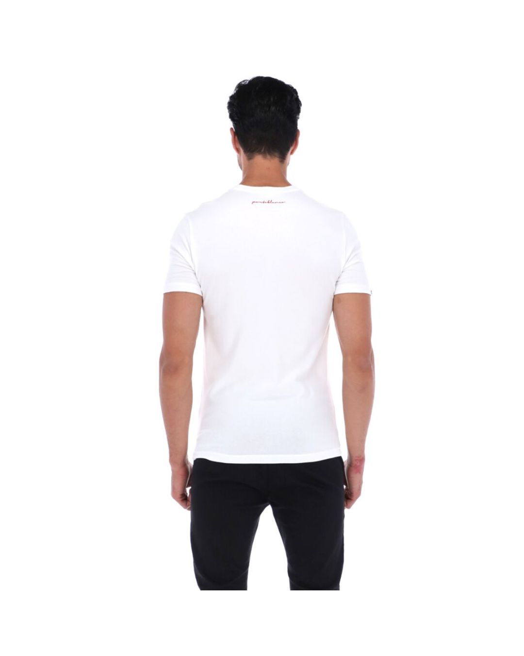 Men's Print Short Sleeve Crew Neck T-Shirt White Red & Black